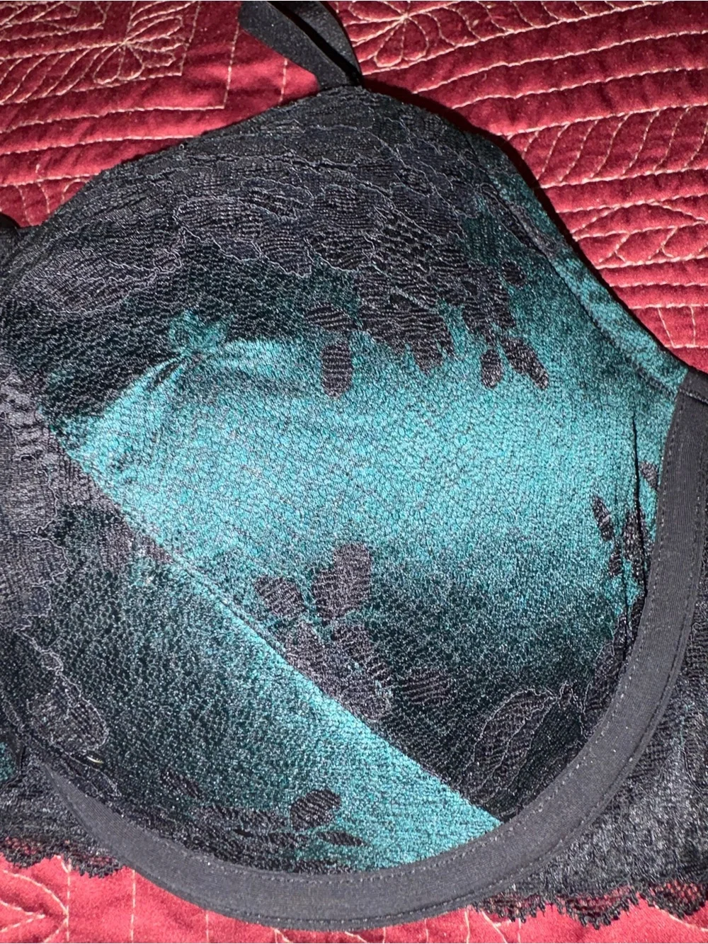 torrid Teal and Black Lace Push-Up Bra. Size 42C. - Picture 3 of 6